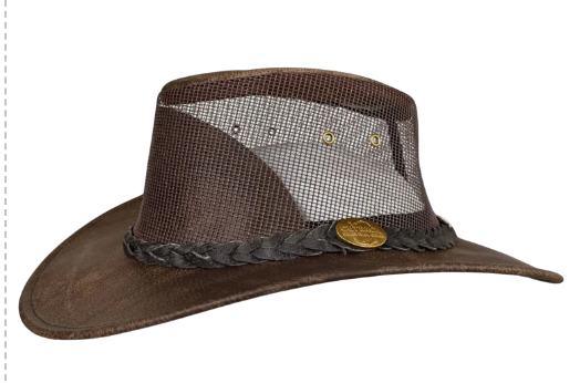 Leather Vented Outback Hat - Countryside Gear