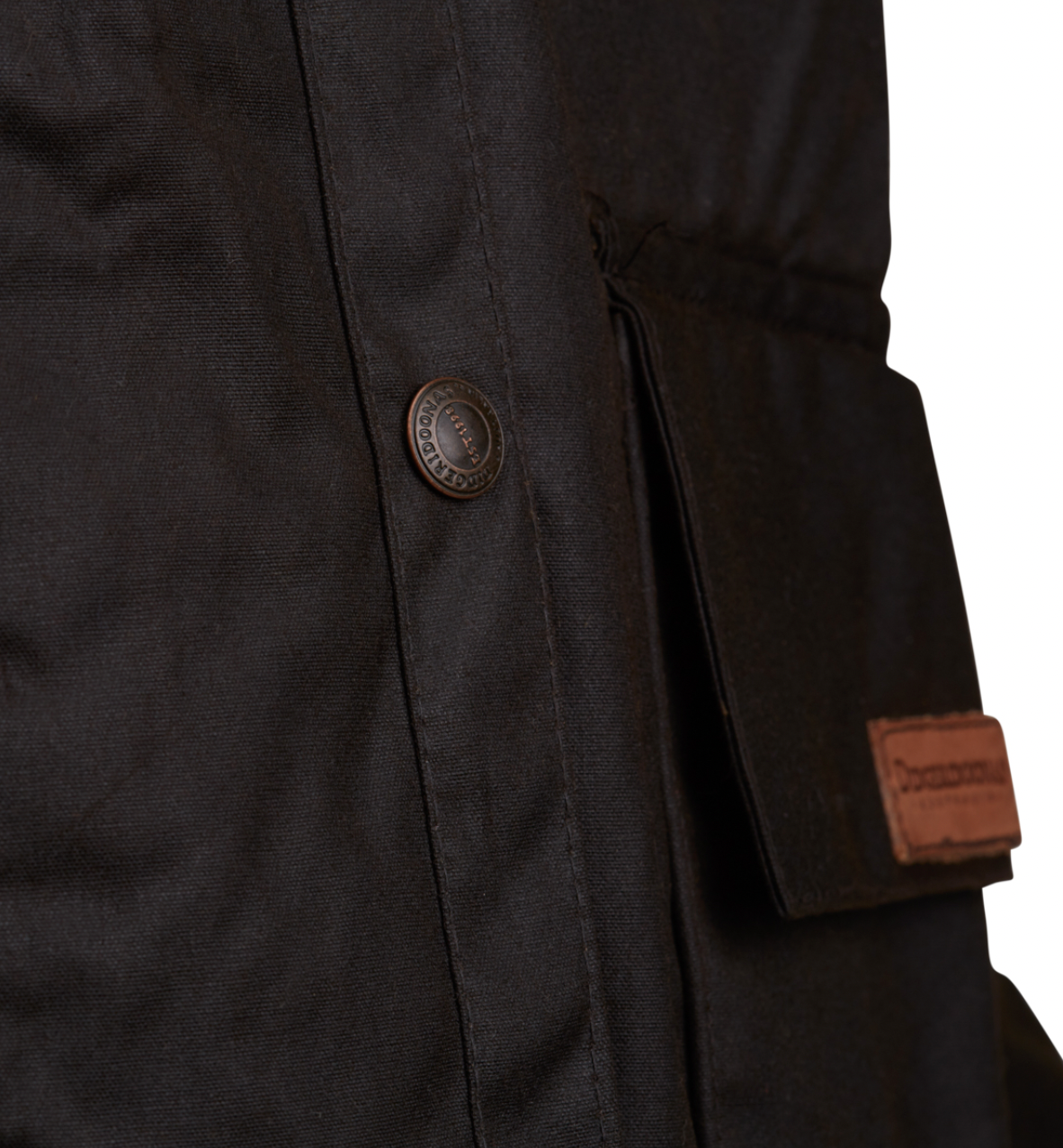 Long Ridge Oilskin Duster Full Length Coat pocket view