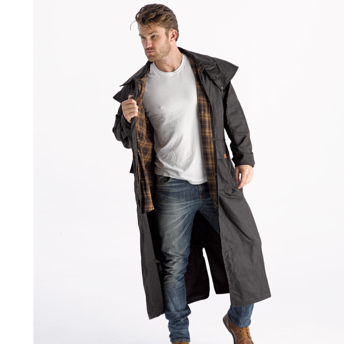 The Long Ridge Oilskin Mens Full Length Coat - The Golden Apple NZ